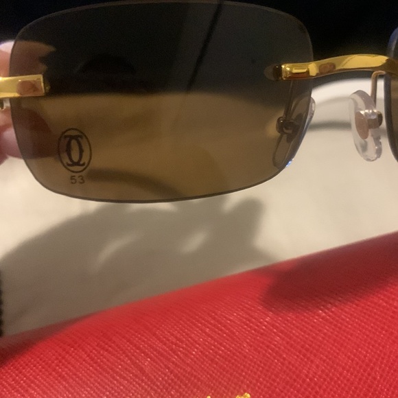 Cartier White and Gold Sunglasses with hard case soft case and cleaning rag main image 5